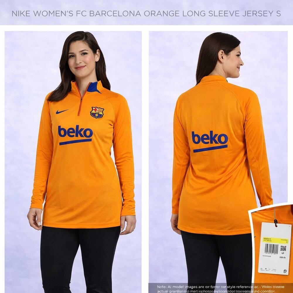 Nike Women’s FC Barcelona Orange Long Sleeve Jersey S NWT